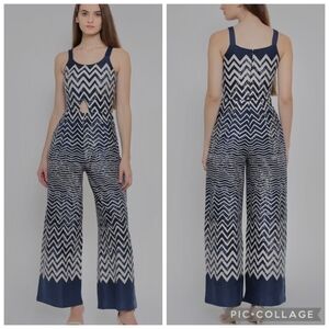 Global Desi Navy and White Chevron Jumpsuit